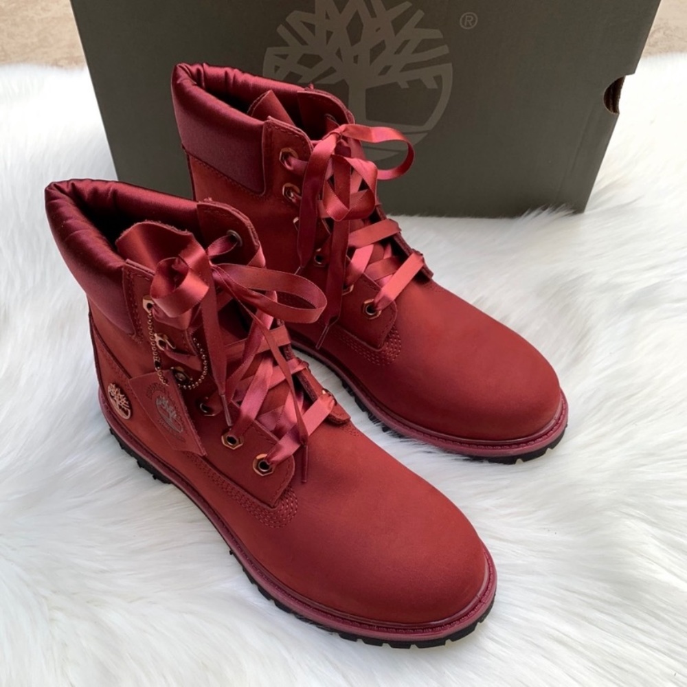 Timberland Premium 6” Waterproof Burgundy Boots - Picture 2 of 6